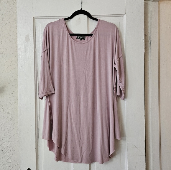 POL Women's Pink Oversized Boho Tunic Top Size Small, 3/4 Sleeves - Picture 1 of 8